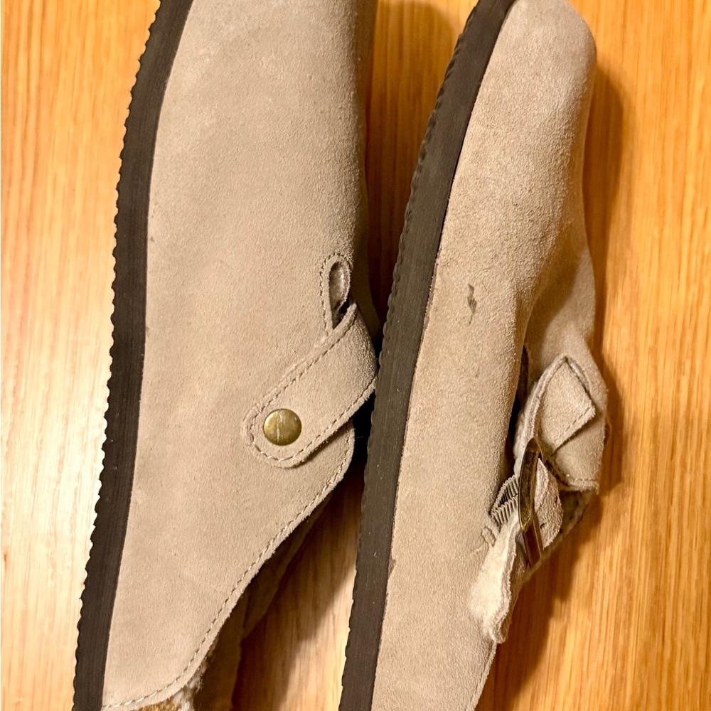 White Mountain Taupe Suede Mules with Buckle - 8.5 - Picture 3 of 5